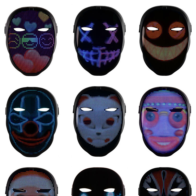 Face Changing LED Halloween Mask With Bluetooth APP, Battery Operated / Rechargeable